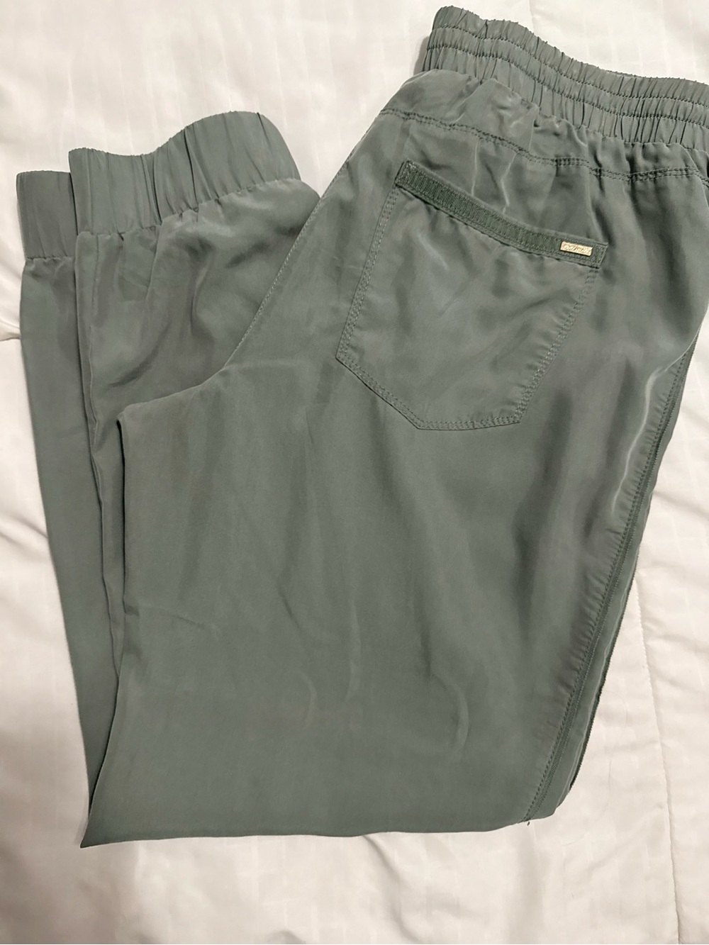 White House Black Market Women's Sage Green Drawstring Joggers - Picture 2 of 3